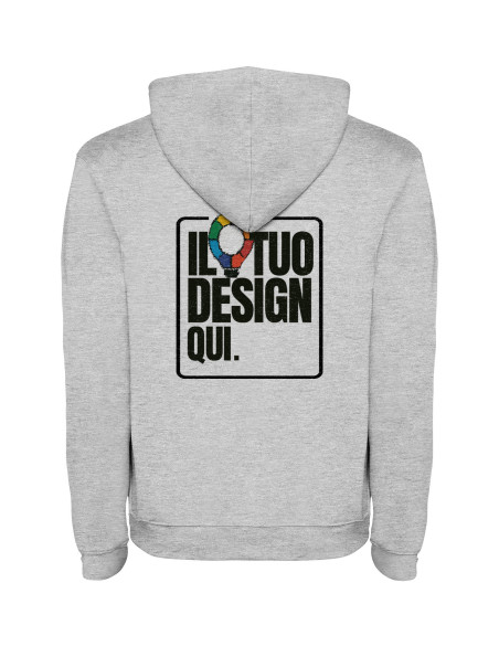 Felpa con cappuccio unisex grigia personalizzabile