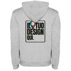 Felpa con cappuccio unisex grigia personalizzabile