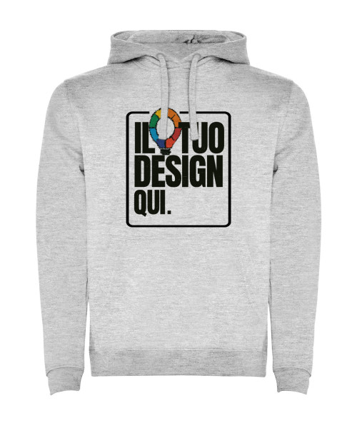 Felpa con cappuccio unisex grigia personalizzabile