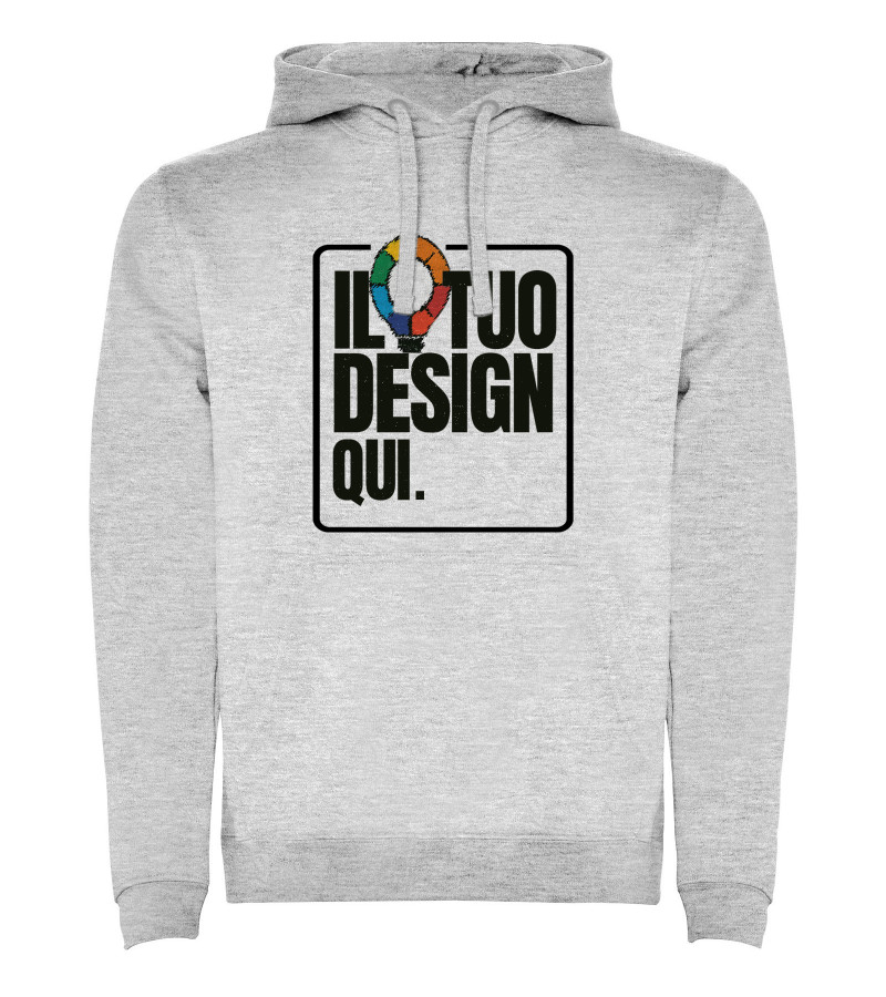 Felpa con cappuccio unisex grigia personalizzabile