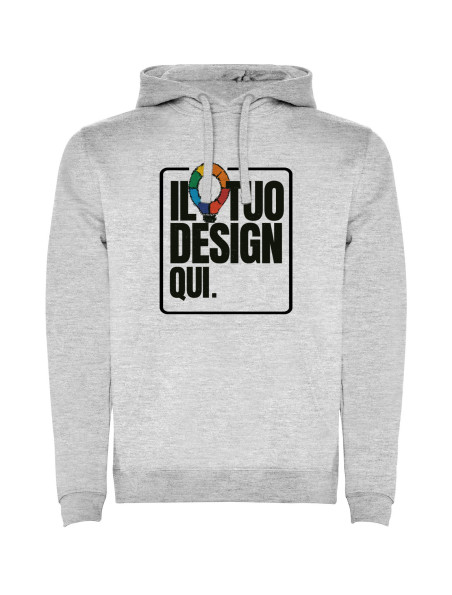 Felpa con cappuccio unisex grigia personalizzabile