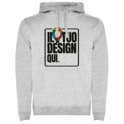 Felpa con cappuccio unisex grigia personalizzabile